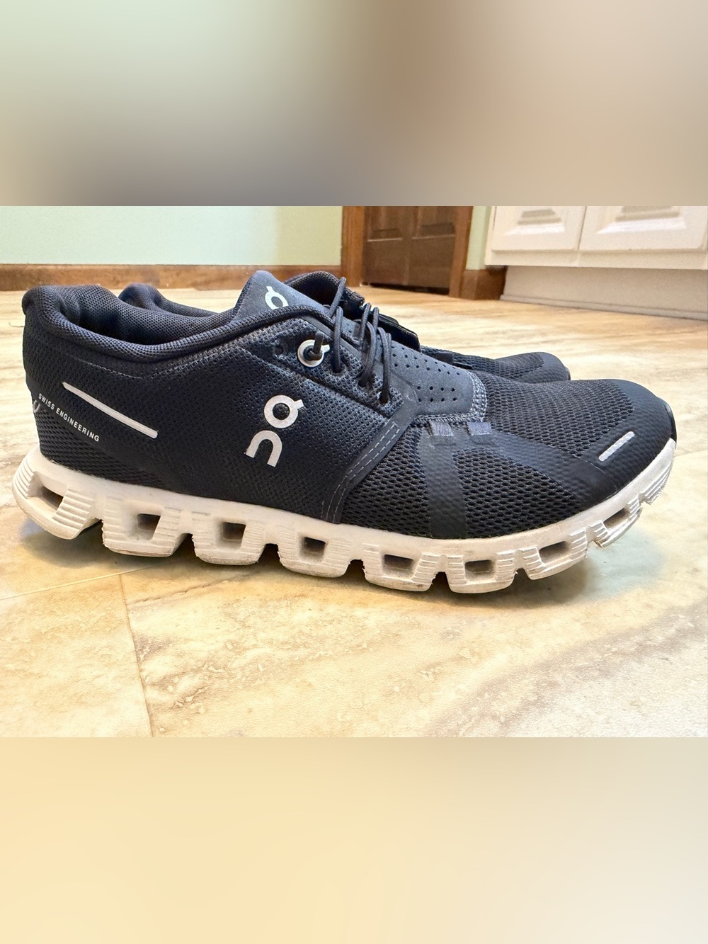 On Cloud Running Athletic Shoes — Black with White Sole